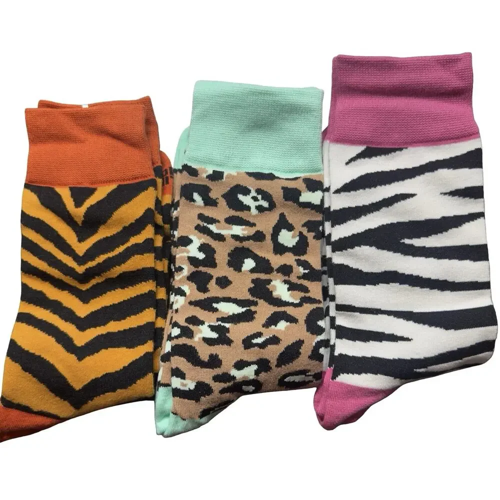 Herbalife Nutrition Wild‎ Side Animal Print Crew Socks 3 Pair Gift Box NWT